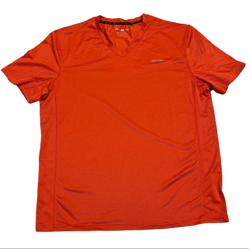 Eddie Bauer Motion V Neck Shirt, Orange, Size L